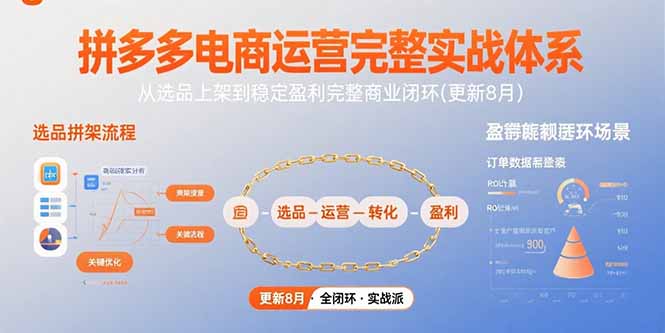 拼多多电商运营完整实战体系，从选品上架到稳定盈利完整商业闭环(更新8月-易知付