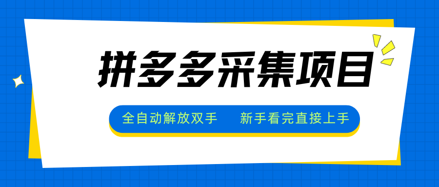 拼多多采集项目，全自动解放双手，单号日入30+-易知付
