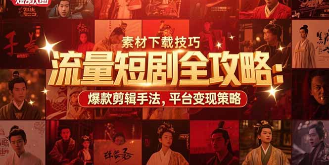 流量短剧全攻略：素材下载技巧，爆款剪辑手法，平台变现策略-易知付