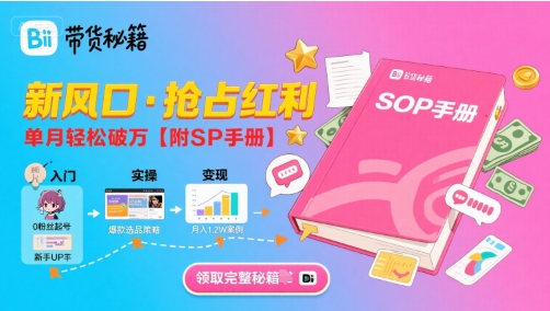 B站哔哩哔哩带货秘籍，新风口，抢占红利，单月轻松破万【附SOP手册】-易知付
