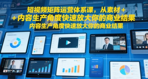 短视频矩阵运营体系课，从素材+内容生产角度快速放大你的商业结果-易知付