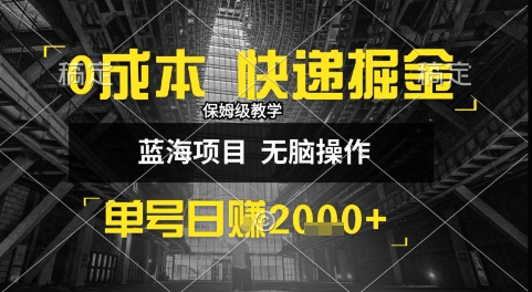0成本快递掘金玩法，日入1k+，小白30分钟上手，收益嘎嘎猛【揭秘】-易知付