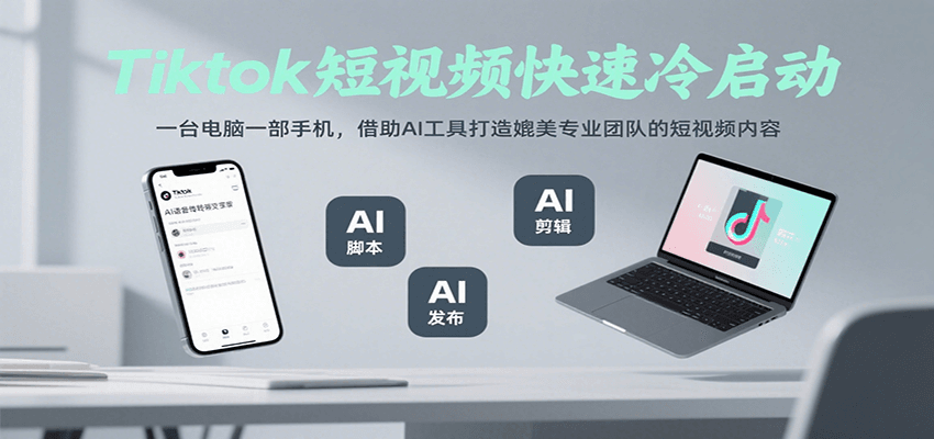 Tiktok短视频快速冷启动，一台电脑一部手机，借助AI工具打造媲美专业团队的短视频内容-易知付