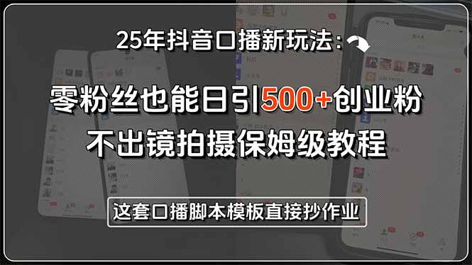 25年抖音口播新玩法：零粉丝也能日引500+创业粉，不出镜拍摄保姆级教程…-易知付