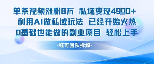 单条视频私域变现4.9k+利用AI做私域玩法 已经开始火热0基础也能做的副业项目轻松上手-易知付
