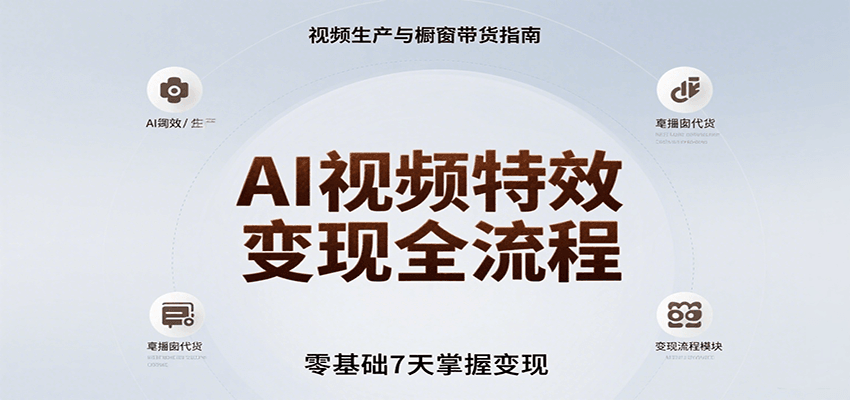 AI视频特效变现全流程，零基础7天掌握视频生产到橱窗带货变现-易知付