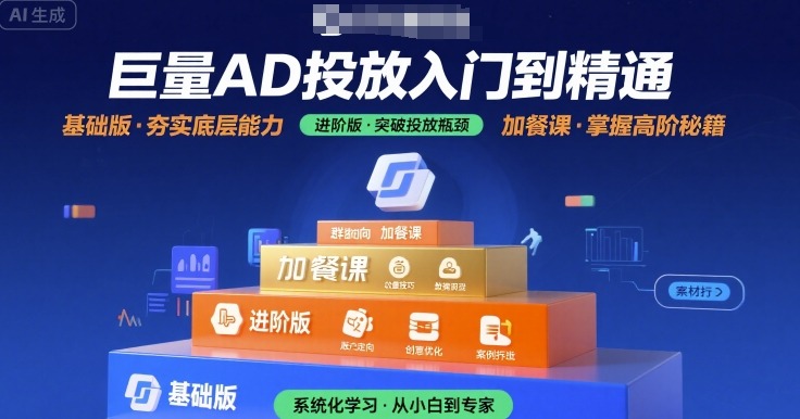 巨量AD投放入门到精通，基础版+进阶版+加餐课-易知付