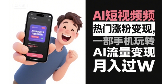 AI短视频热门涨粉变现，一部手机玩转AI流量变现，月入过W-易知付
