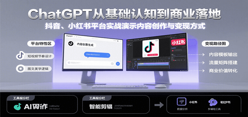 ChatGPT从基础认知到商业落地，实战演示抖音、小红书等平台的内容创作与变现-易知付