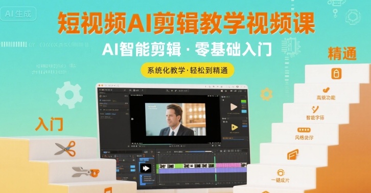 短视频AI剪辑教学视频课，入门到精通-易知付