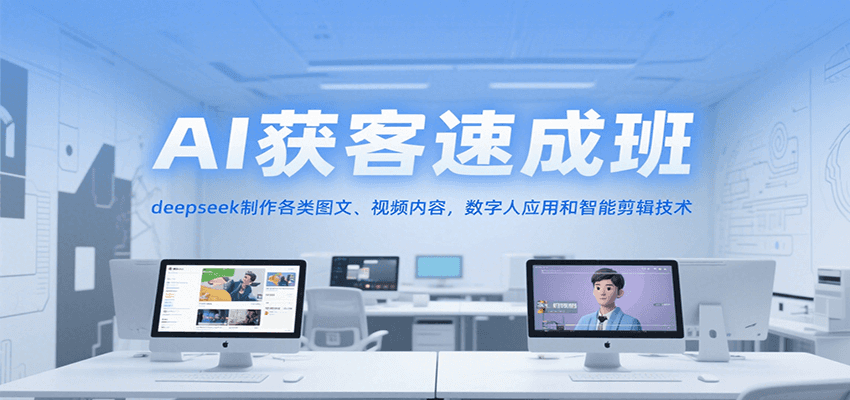 AI获客速成班，deepseek制作各类图文、视频内容，数字人应用和智能剪辑技术-易知付