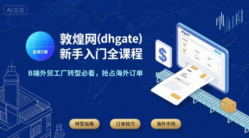 敦煌网(dhgate)新手入门全课程，B端外贸工厂转型必看，抢占海外订单-易知付