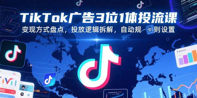 TikTok广告3位1体投流课，变现方式盘点，投放逻辑拆解，自动规则设置-易知付