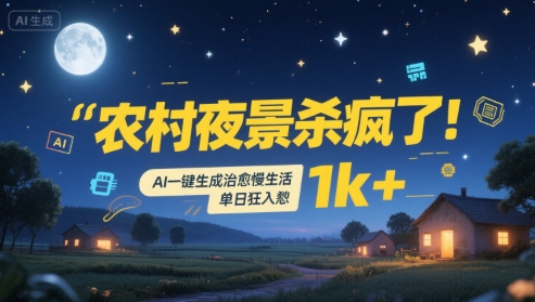 农村夜景杀疯了！AI一键生成治愈系慢生活，单日狂入1k+-易知付
