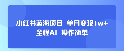 小红书蓝海项目 单月变现1w+ 全程AI 操作简单-易知付