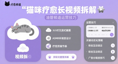 猫咪疗愈长视频拆解 &油管频道运营技巧-易知付