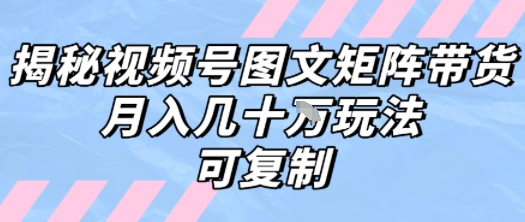 解密视频号图文矩阵带货，月入几个W的打法，可复制-易知付