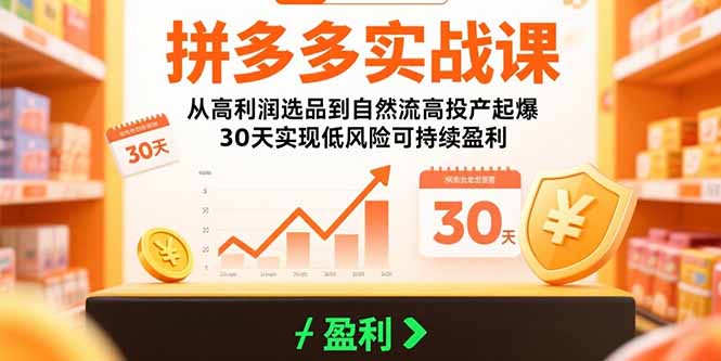 拼多多实战课：从高利润选品到自然流高投产起爆 30天实现低风险可持续盈利-易知付