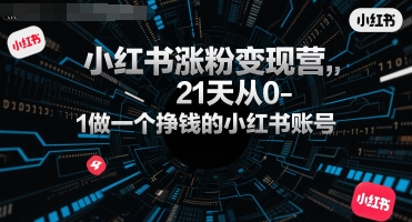小红书涨粉变现营，21天从0-1做一个挣钱的小红书账号-易知付
