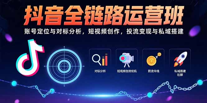 抖音全链路运营班：账号定位与对标分析，短视频创作，投流变现与私域搭建-易知付