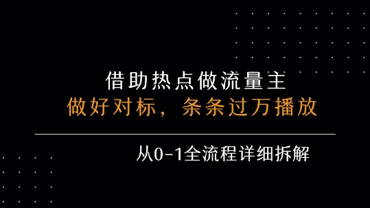 借力热点，乘顺风车玩流量主，条条过万播放， 每月收益5k+，从0-1全流程详细拆解-易知付