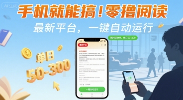 手机就能搞！零撸阅读挂G，最新平台，一键自动运行，随时随地挣，单日50-3张+【揭秘】-易知付