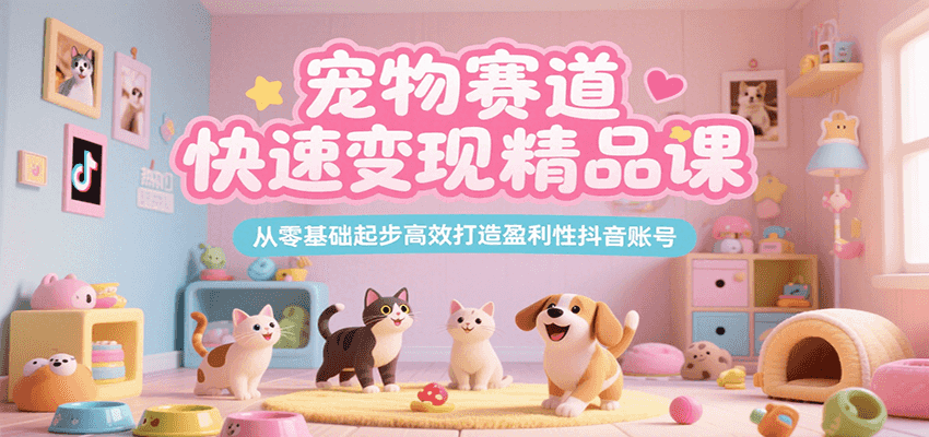 宠物赛道快速变现精品课，从零基础起步高效打造盈利性抖音账号-易知付