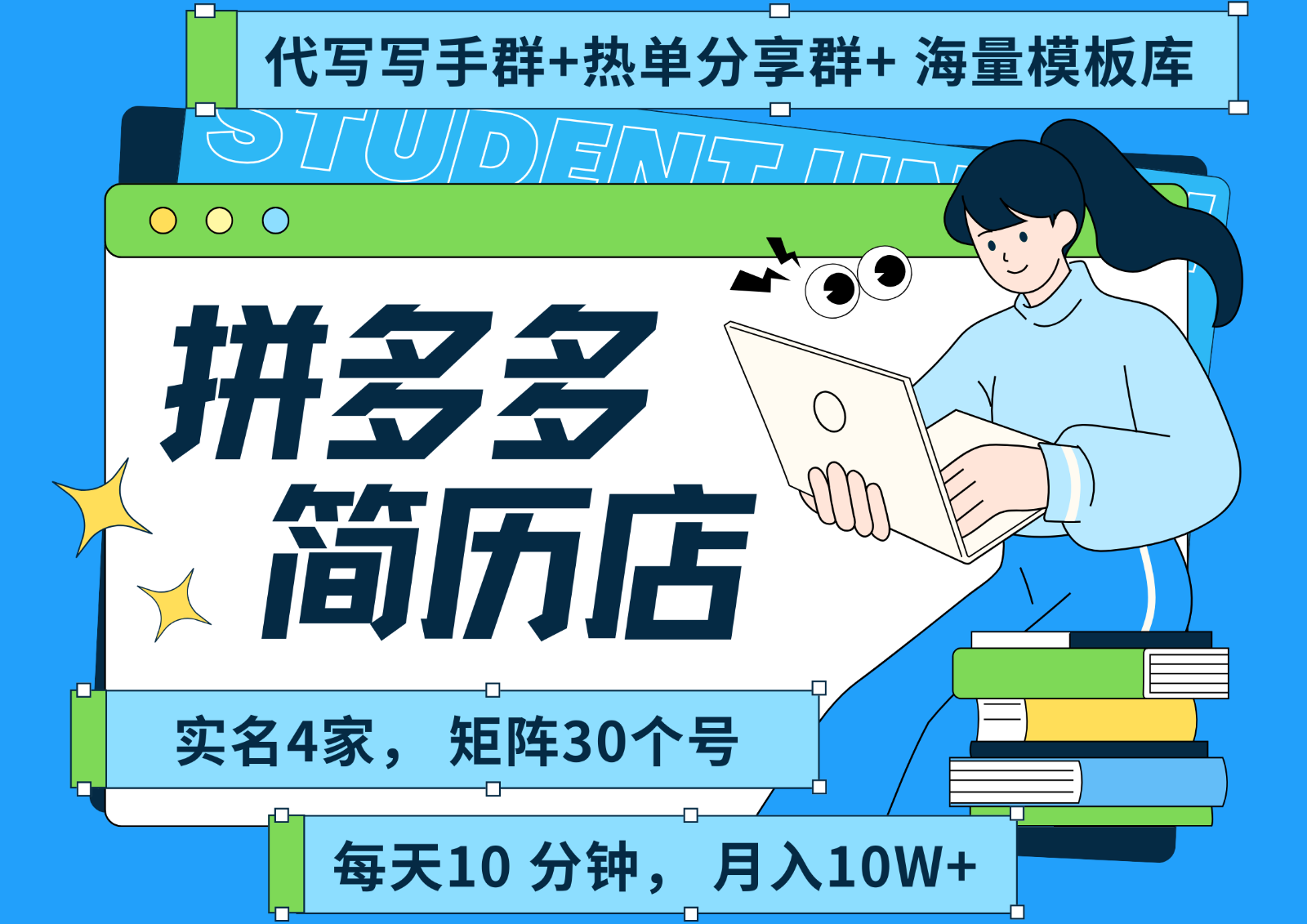 拼多多电商 拼多多 虚拟资料 简历 海报代写 全SOP流程 毫无保留分享(含后端资料)-易知付