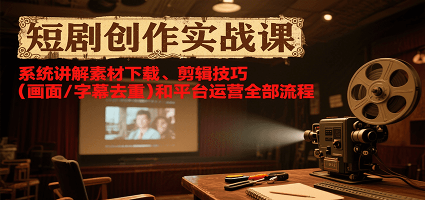短剧创作实战课，系统讲解素材下载、剪辑技巧(画面/字幕去重)和平台运营全部流程-易知付