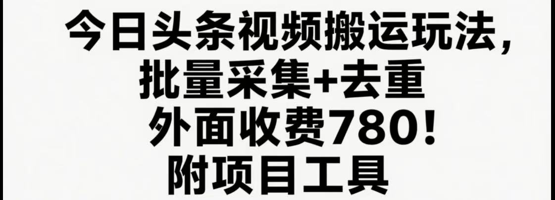 今日头条视频搬运玩法，软件一键去重，轻松日入500+附项目工具-易知付