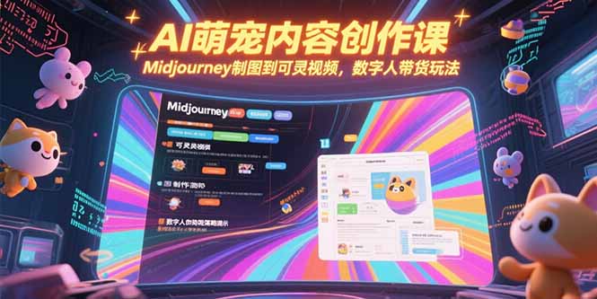 AI萌宠内容创作课，Midjourney制图到可灵视频，数字人带货玩法-易知付