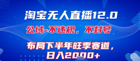 淘宝无人直播12.0，不封号，不违规，布局下半年旺季赛道，日入1k+(独家技术)【揭秘】-易知付