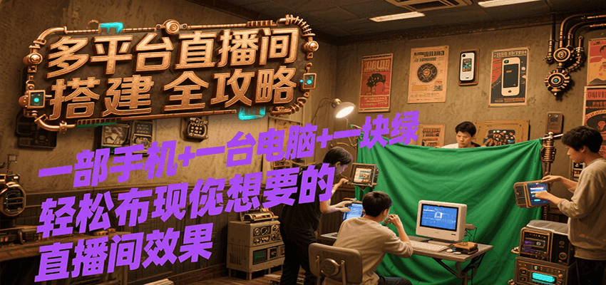 多平台直播间搭建全攻略，一部手机+一台电脑+一块绿布轻松实现你想要的直播间效果-易知付