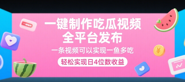 一键制作吃瓜视频，全平台发布，一条视频可以实现一鱼多吃，轻松实现日4位数收益【揭秘】-易知付