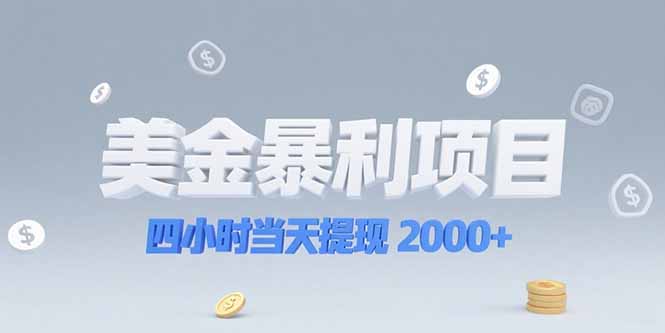 美金暴利项目，四小时当天提现 2000+机会留给会选赛道的人-易知付