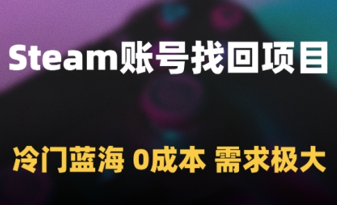 Steam账号找回项目，冷门蓝海，0成本，需求极大-易知付