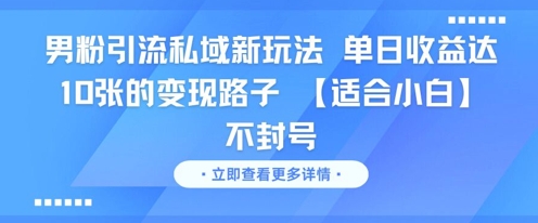 男粉引流私域新玩法，单日收益达10张的变现路子 【适合小白】不封号-易知付