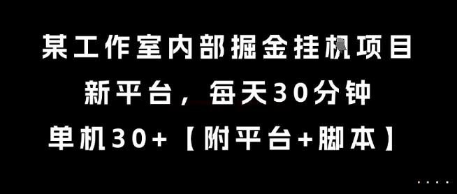 某工作室内部掘金挂G项目，新平台，每天30分钟，单机30+【揭秘】-易知付