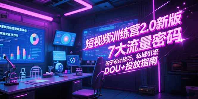 短视频训练营2.0新版，7大流量密码/钩子设计技巧/私域引流/DOU+投放指南-易知付