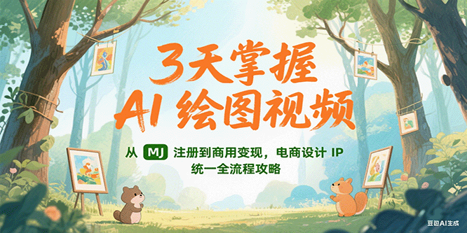 3天掌握AI绘图视频，从MJ 注册到商用变现，电商设计IP统一全流程攻略-易知付