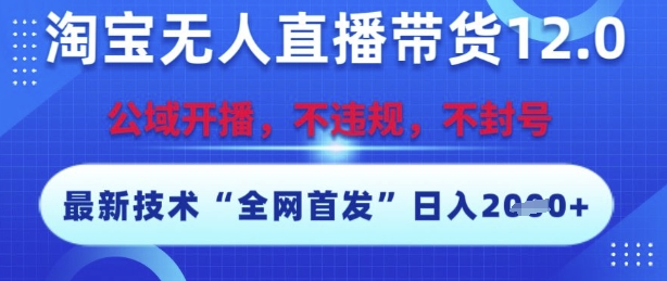 淘宝无人直播带货12.0，最新技术，不封号，不违规，操作简单，开播爆单，日入多张【揭秘】-易知付