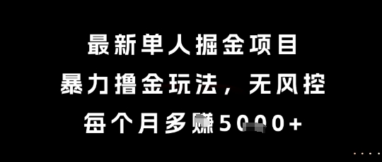 最新单人掘金项目，暴力撸金玩法，无风控，每个月多挣5k+【揭秘】-易知付