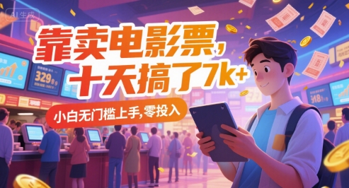 靠卖电影票，十天搞了7k+，小白无门槛上手，零投入【揭秘】-易知付