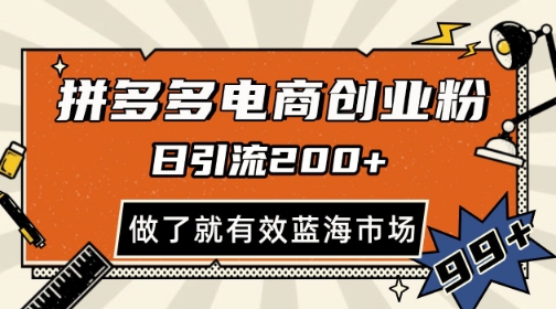 拼多多引流电商创业粉，日引200+，可矩阵放大，做了就有效【揭秘】-易知付